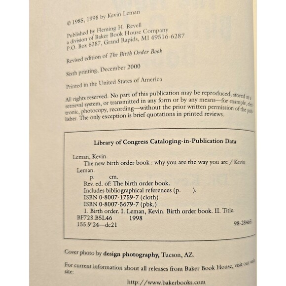 The New Birth Order Book: Why You Are the- Dr Kevin Leman, 0800756797, paperback - Picture 3 of 11